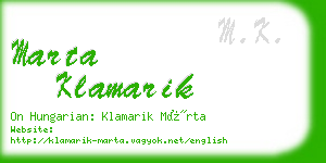 marta klamarik business card